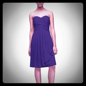 Short Crinkle Chiffon Dress with Front Cascade